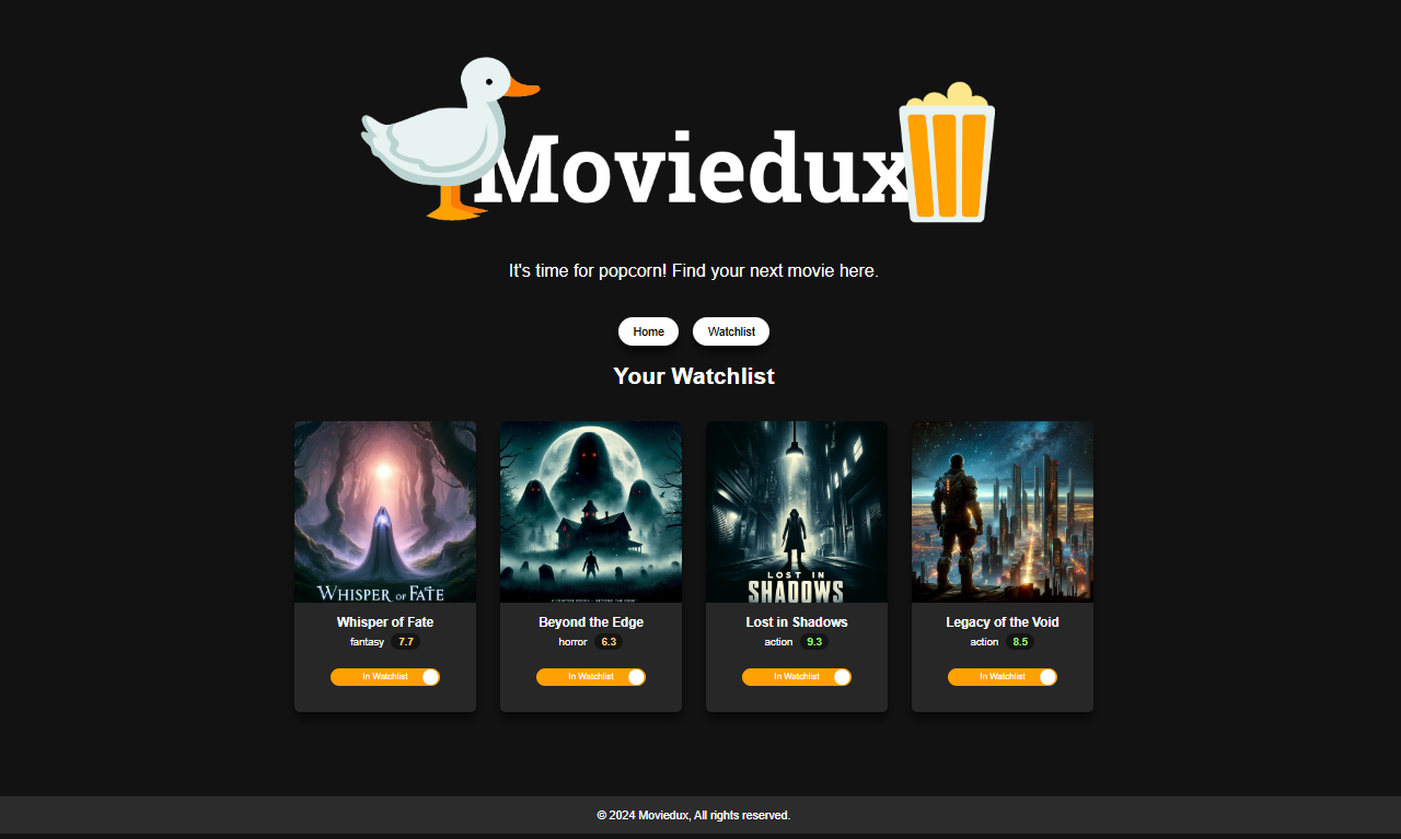 MovieDux: A Simple React Movie Web Application.